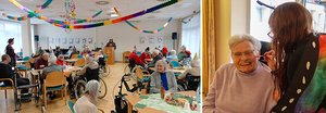 Im Siegener Seniorenheim stieg Einrichtungsleiter Pasquale Sting als „Mönch“ höchstselbst in die Karnevalsbütt (links). Und auch im Seniorenstift Elim in Bad Laasphe-Oberndorf herrschte am Rosenmontag fröhliches Treiben.